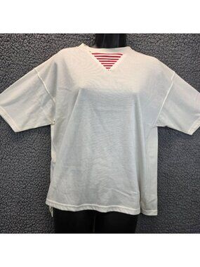 Vintage Vanderbilt Striped T Shirt M White Red Deadstock Casual 90s Indie Twee